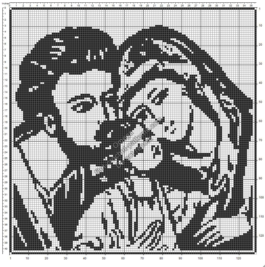 Holy Family free crochet filet pattern design 130x130