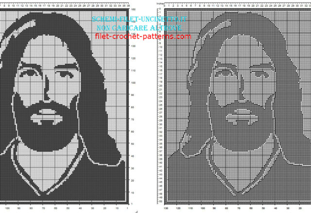 Jesus face free filet crochet pattern in category religious