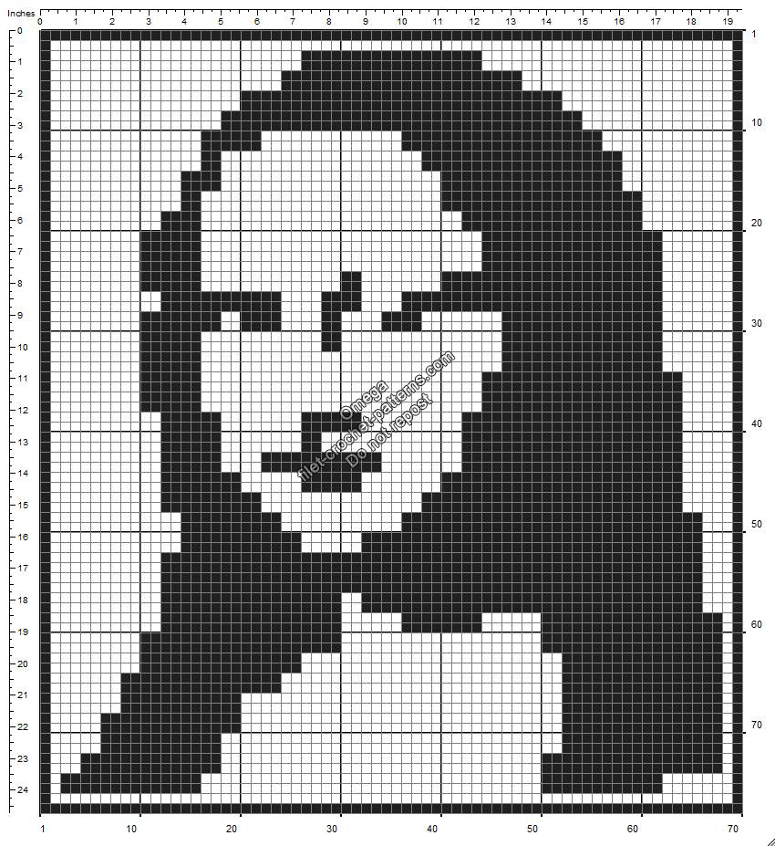 Mona Lisa La Gioconda free crochet filet pattern ideal frame 70x78