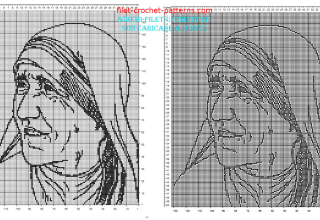 Mother Teresa of Calcutta free filet crochet pattern download