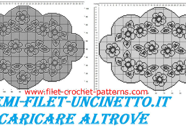 Oval doily flowers and leaves free filet crochet pattern