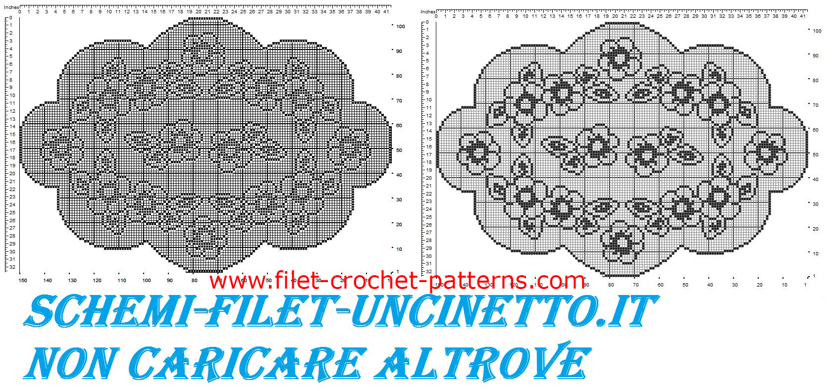 Oval doily flowers and leaves free filet crochet pattern