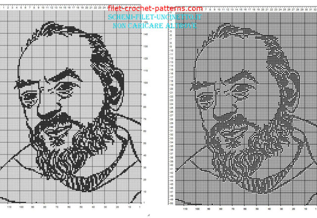 Padre Pio free filet crochet pattern 160 x 110 squares religious category