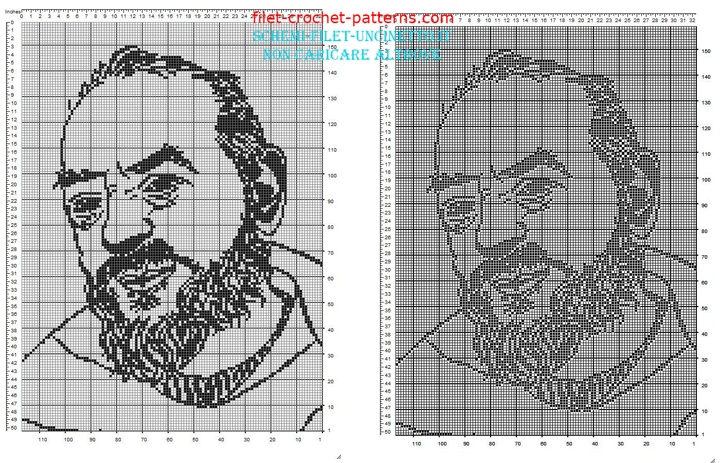Padre Pio free filet crochet pattern 160 x 110 squares religious category