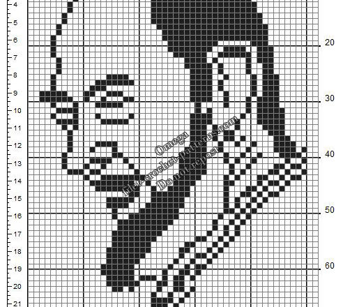 Padre Pio free small filet crochet pattern diagram