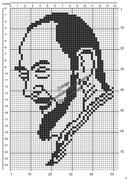 Padre Pio free small filet crochet pattern diagram