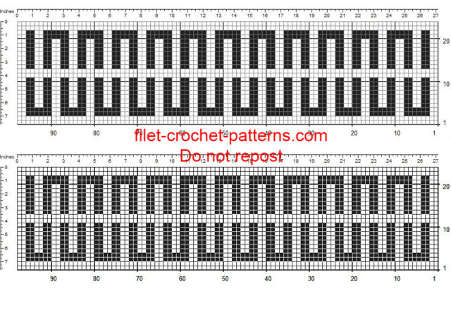 Pattern border crochet filet greek form height 20 squares