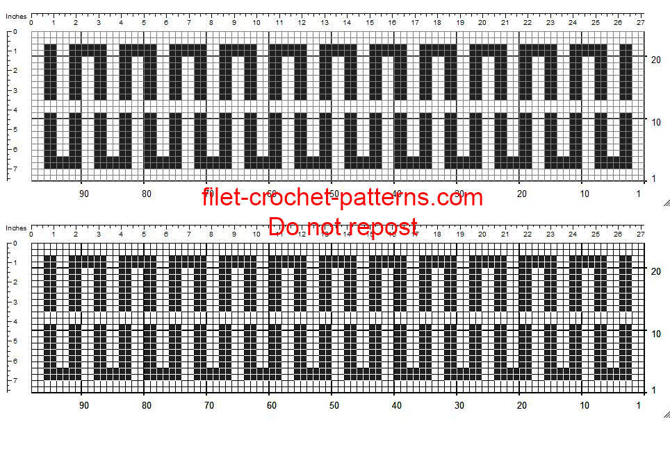Pattern border crochet filet greek form height 20 squares