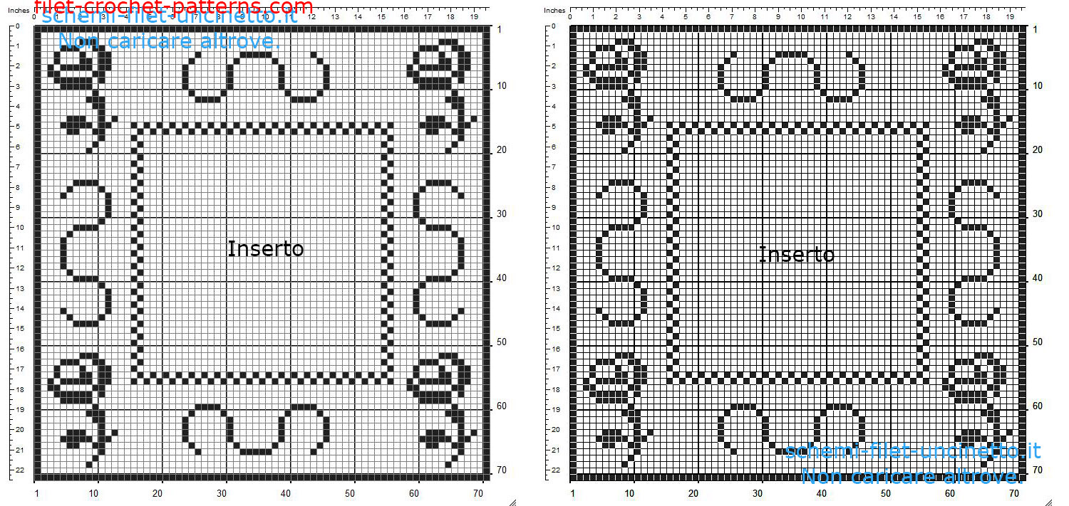 Pillow with insert free filet crochet pattern 71 squares made with software