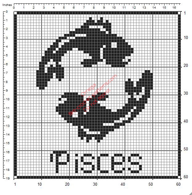 Pisces free crochet filet Zodiac Signs patterns