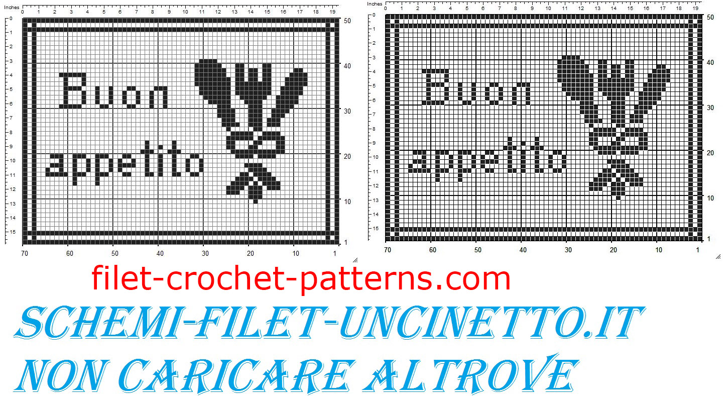 Placemat breakfast with cutlery free filet crochet pattern