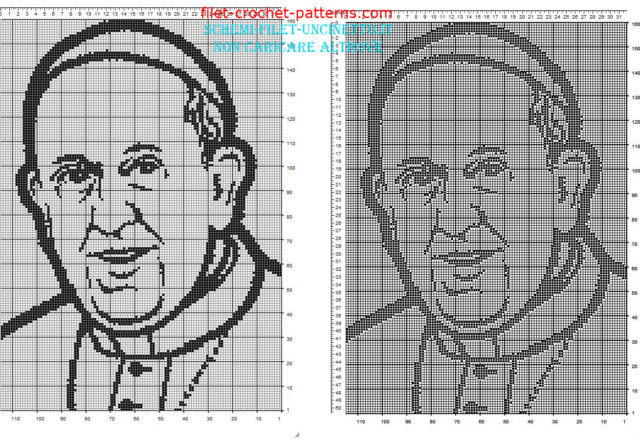 Pope Francis face free filet crochet pattern 160 x 110 squares