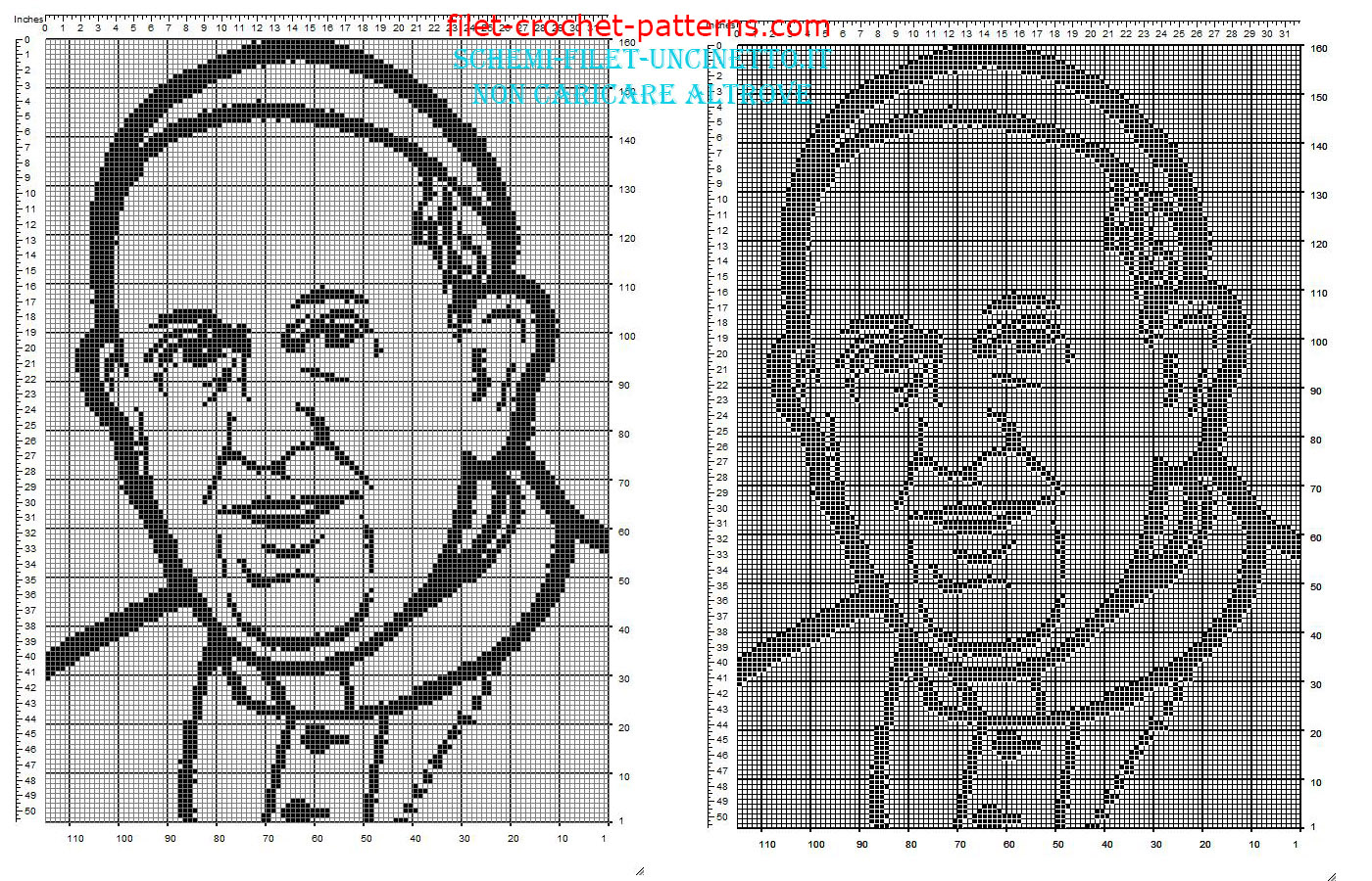 Pope Francis face free filet crochet pattern 160 x 110 squares