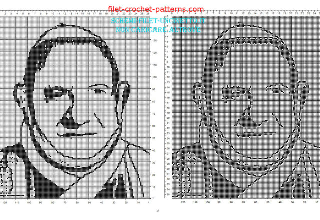 Pope John XXIII Pope Roncalli face free filet crochet pattern