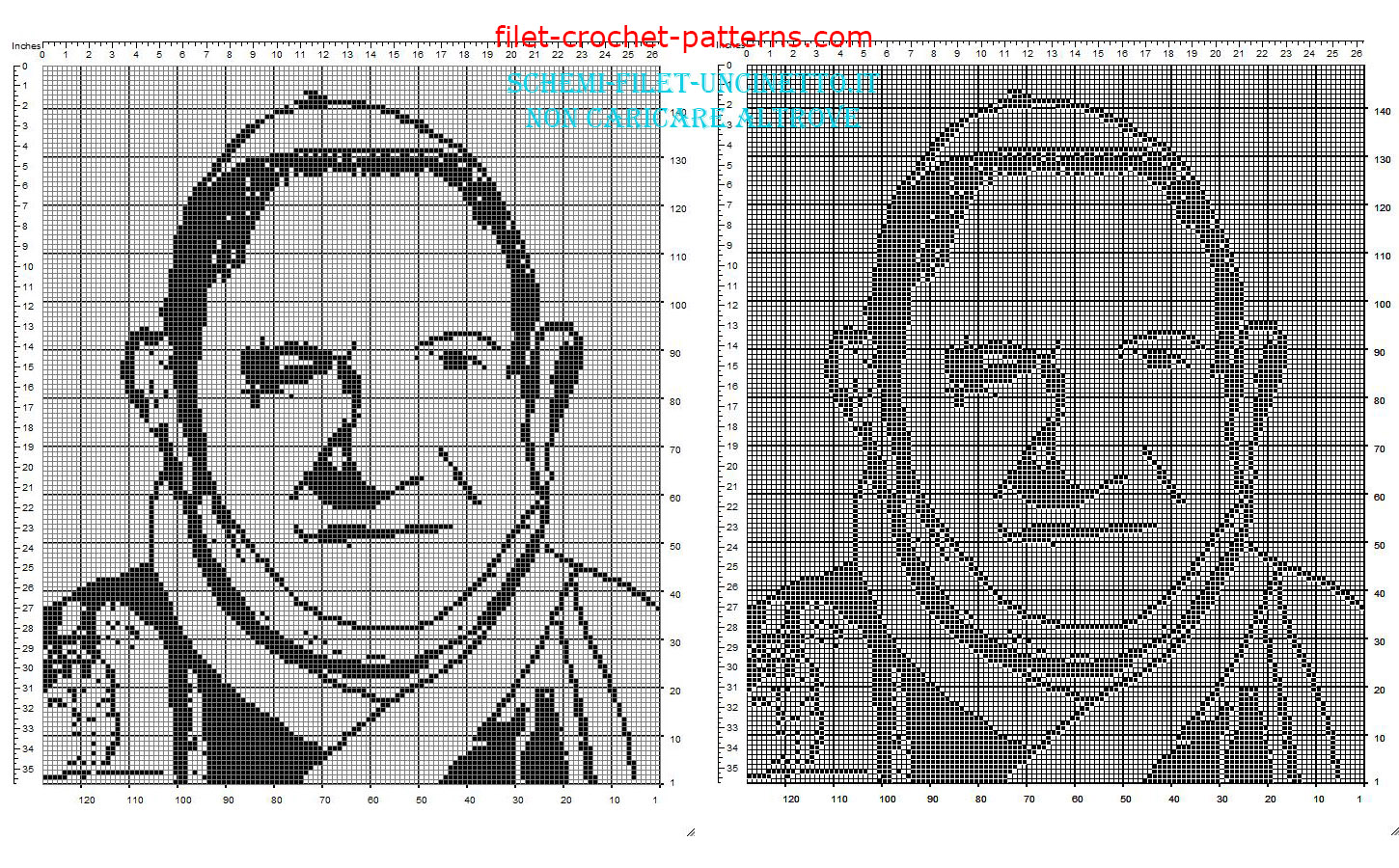 Pope John XXIII Pope Roncalli face free filet crochet pattern