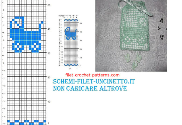 Pram favor bag free filet crochet pattern download