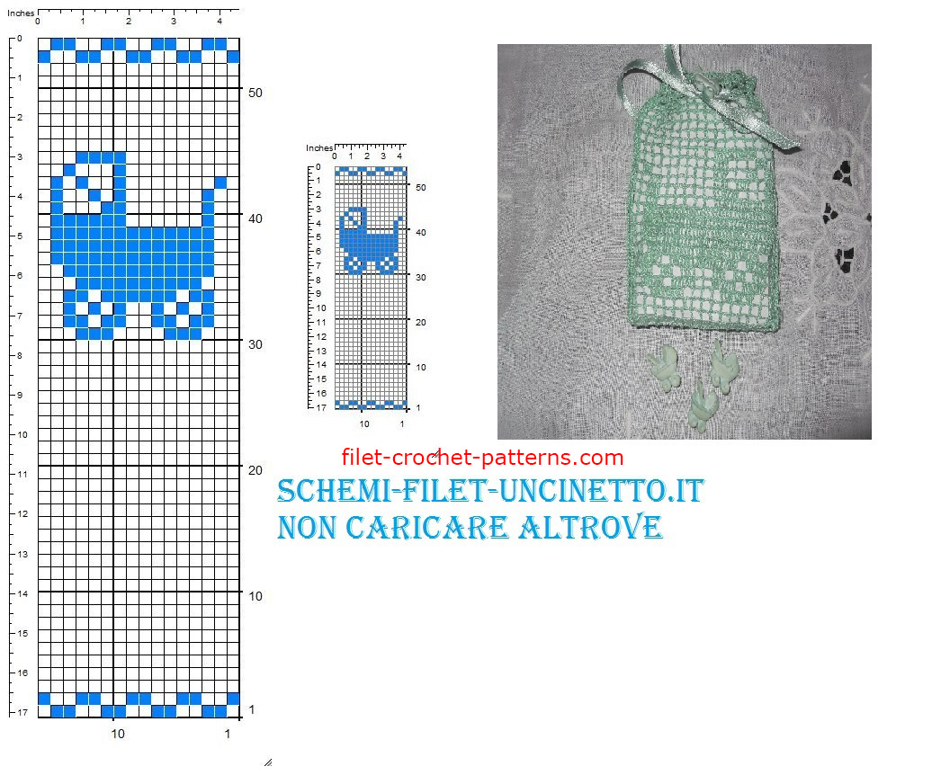 Pram favor bag free filet crochet pattern download