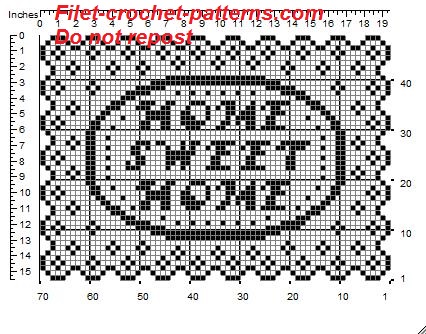 Rectangular doily crochet pattern filet for tray home sweet home