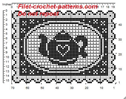 Rectangular doily crochet pattern filet for tray whit teapot
