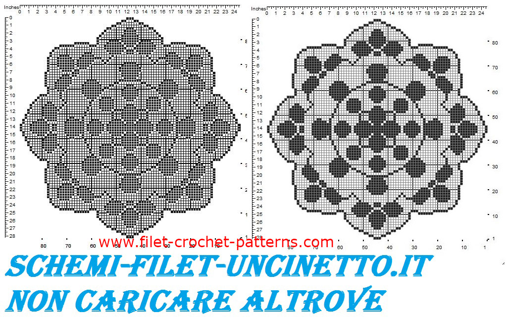 Round doily petals free filet crochet pattern