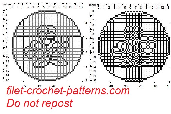 Round dolily wit pansè filet crochet pattern