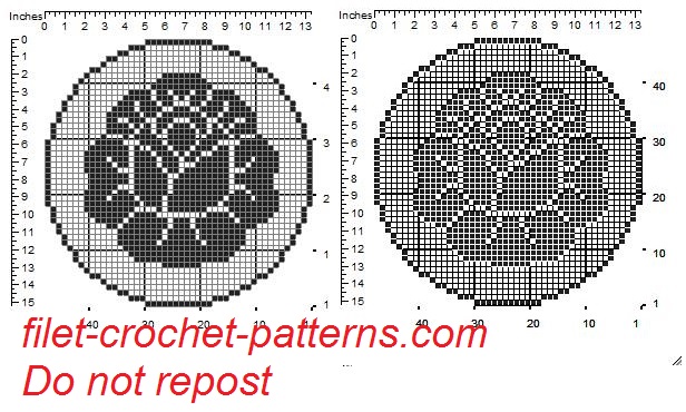 Round dolily wit rose filet crochet pattern 1