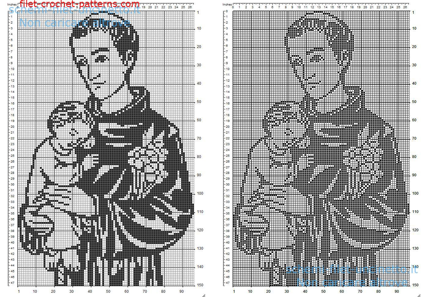 Saint Anthony of Padua free filet crochet pattern size 150 squares