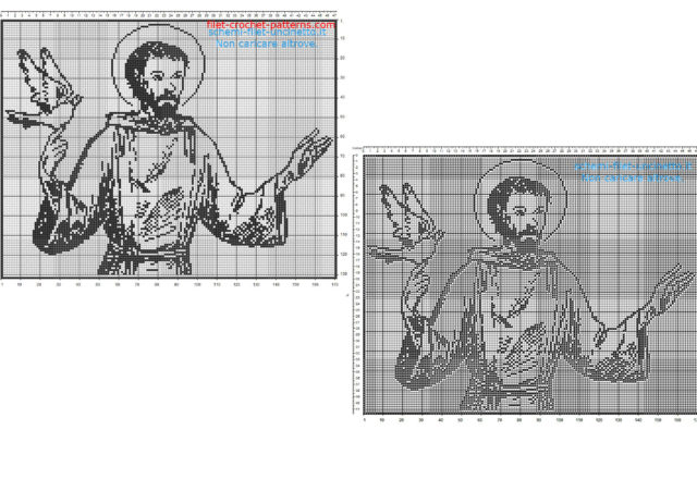 Saint Francis of Assisi free filet crochet pattern home painting idea 170 squares