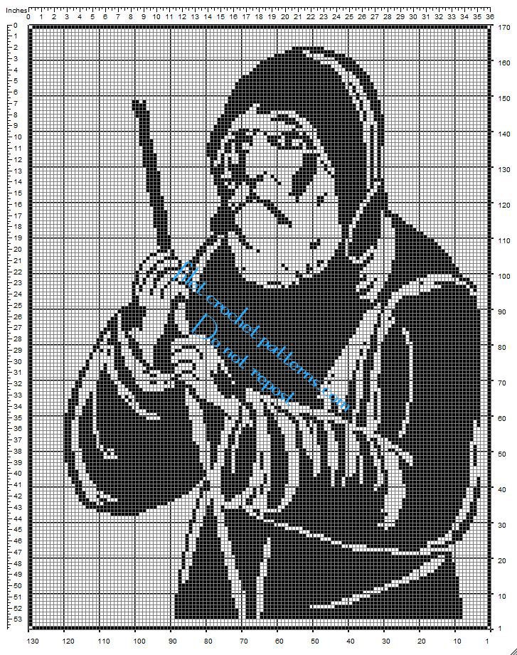 Saint Francis of Paola free crochet filet pattern download