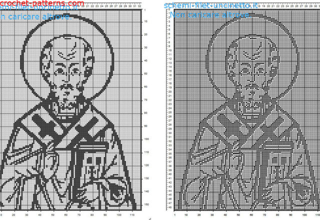 Saint Nicholas of Bari free filet crochet pattern home painting idea