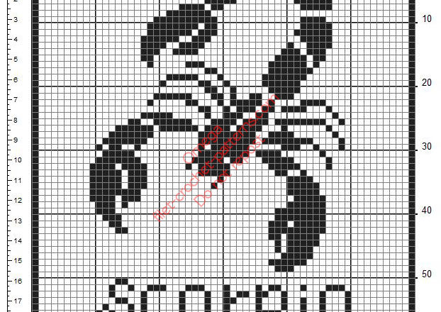 Scorpio Zodiac Signs free filet crochet design diagram pattern