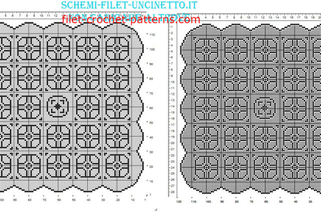 Square filet crochet doily with geometric shapes free pattern 120 squares