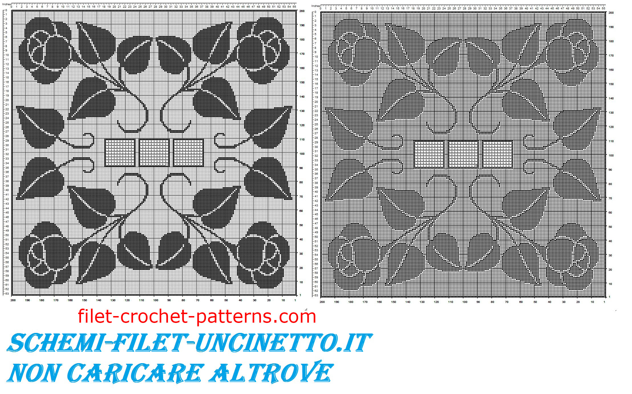 Square tablecloth with roses free filet crochet pattern
