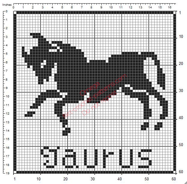 Taurus Zodiac Sign free crochet filet pattern frame ideal