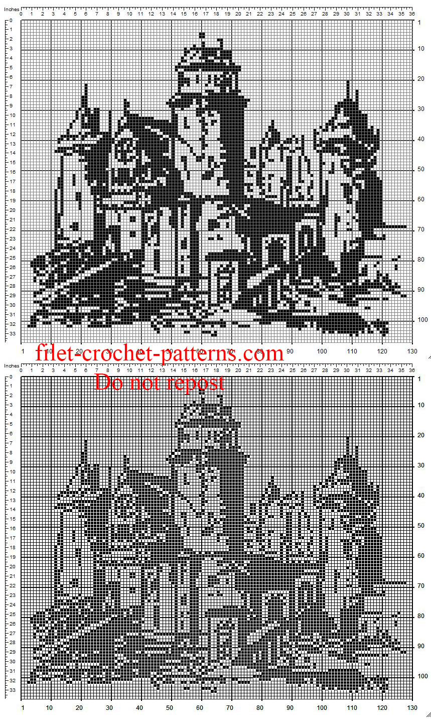 The castle free crochet filet painting