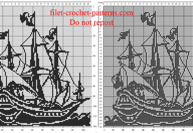 The sailing ship painting pattern free crochet filet