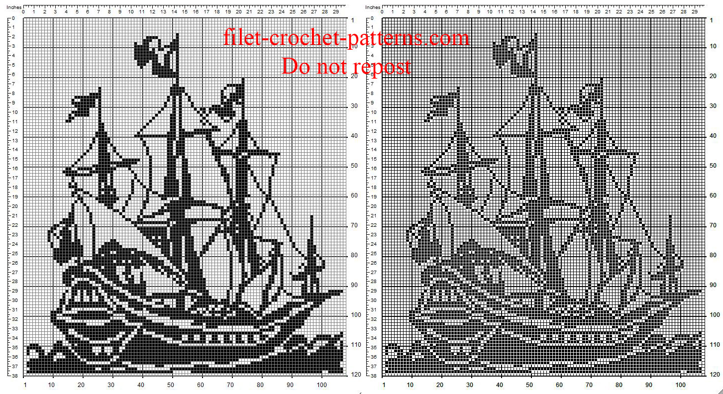 The sailing ship painting pattern free crochet filet