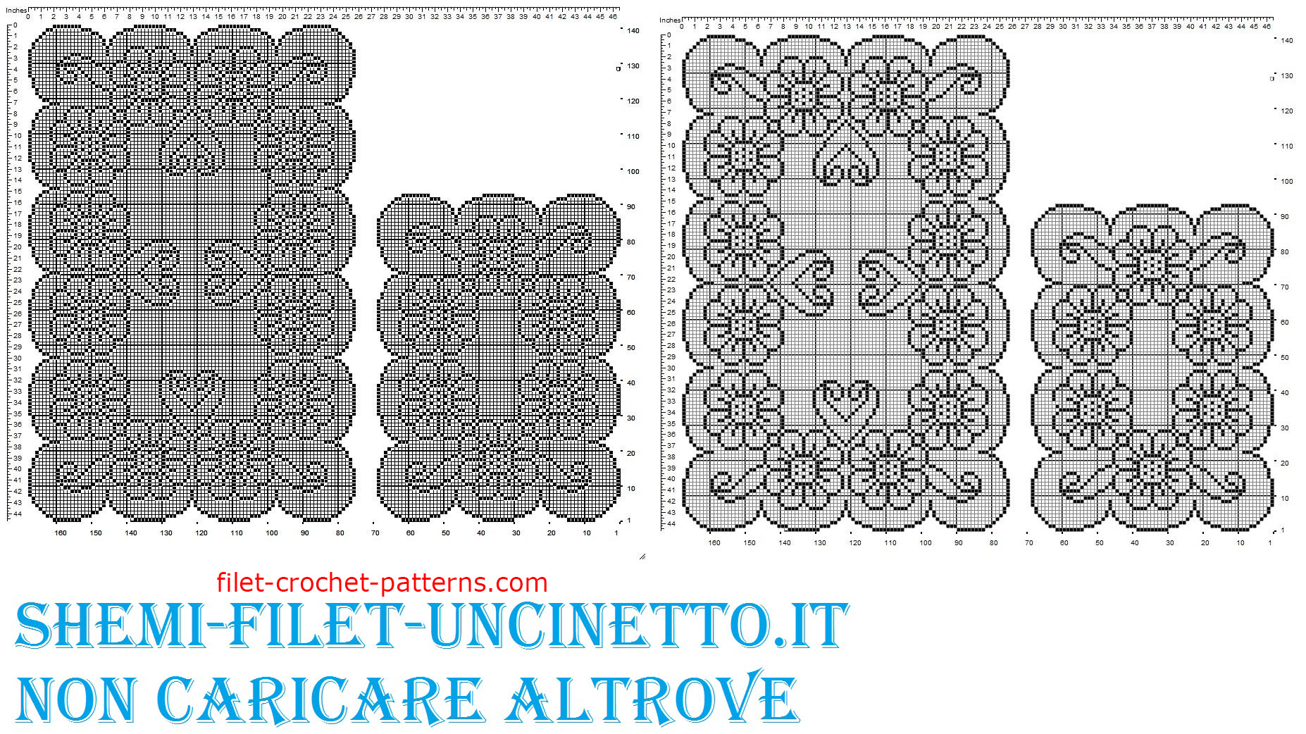 Triptych daisies flowers free filet crochet pattern