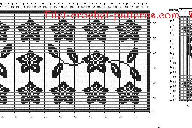 Triptych filet crochet flowers