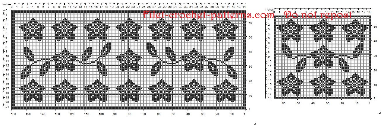 Triptych filet crochet flowers