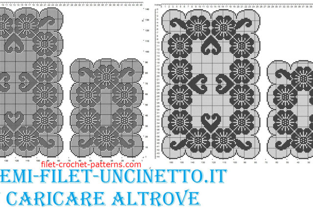 Triptych flowers free filet crochet pattern