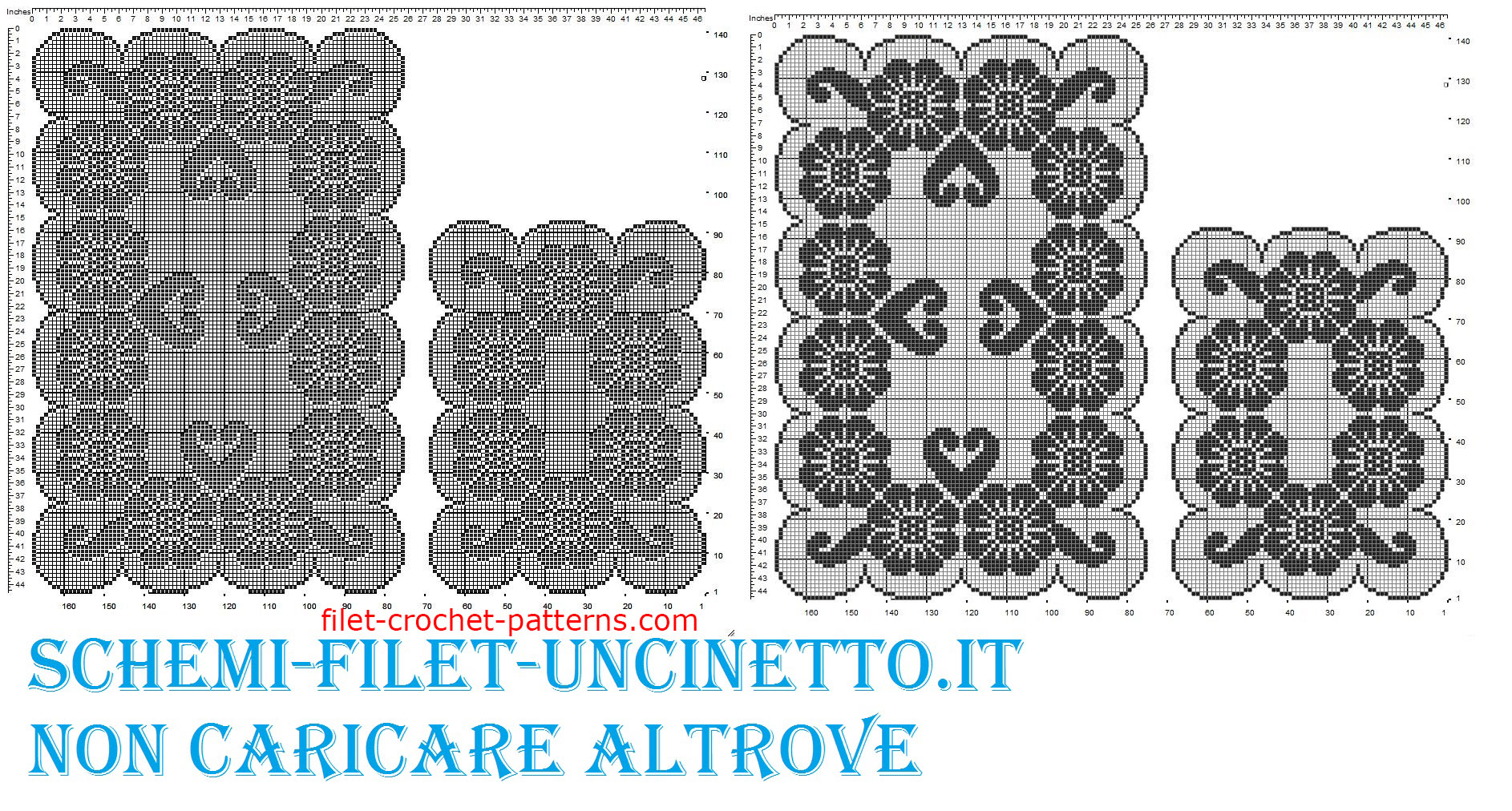 Triptych flowers free filet crochet pattern