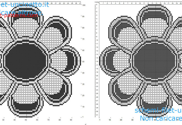 Triptych with flowers daisies petals free filet crochet pattern part 1