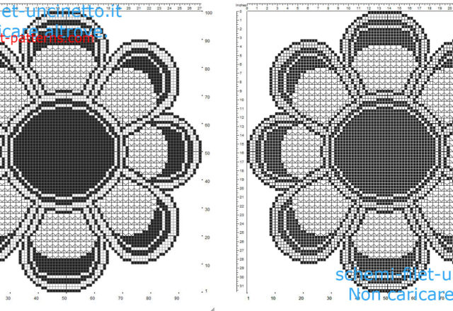 Triptych with flowers daisies petals free filet crochet pattern part 1