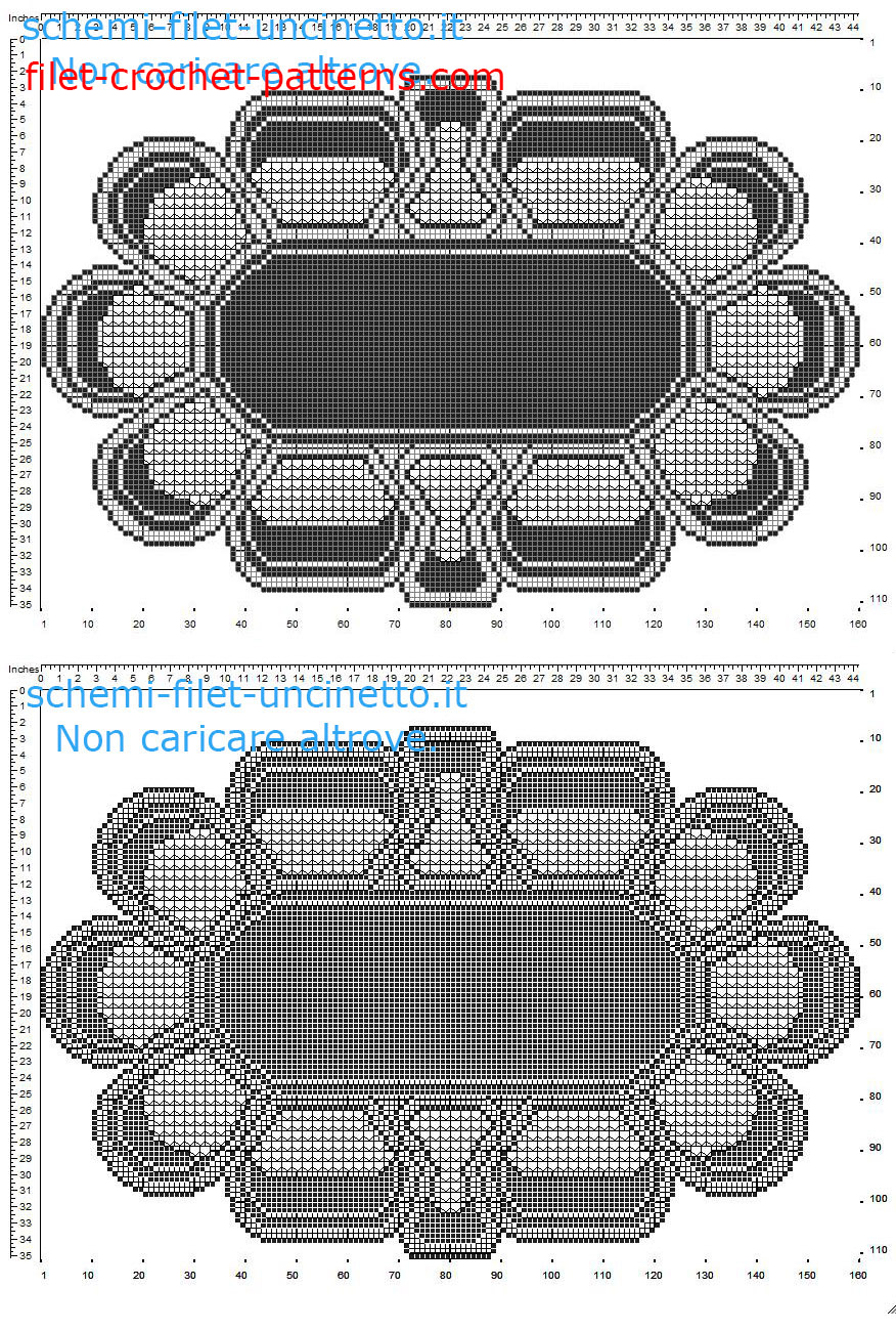 Triptych with flowers daisies petals free filet crochet pattern part 2