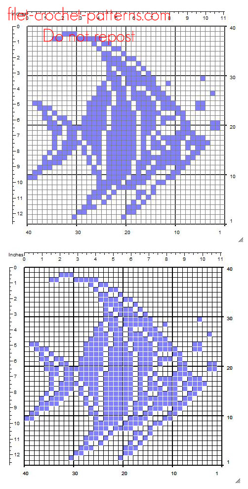 Tropical fish free small crochet filet insert pattern