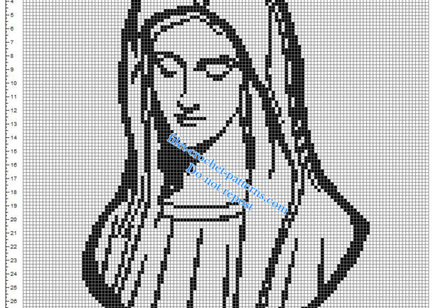 Virgin Mary small simple free crochet filet pattern
