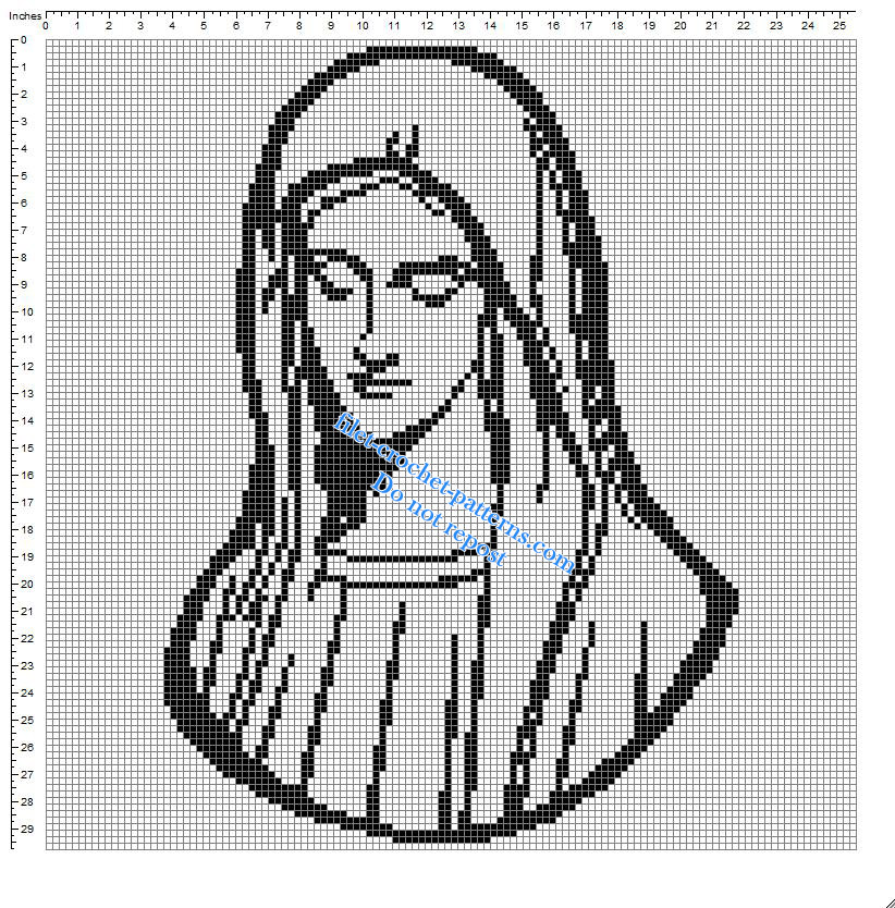 Virgin Mary small simple free crochet filet pattern