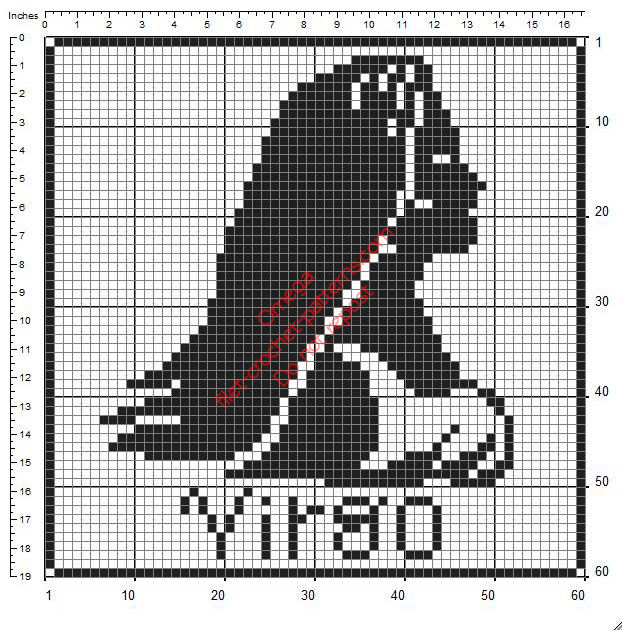 Virgo Zodiac Signs free filet crochet design diagram pattern