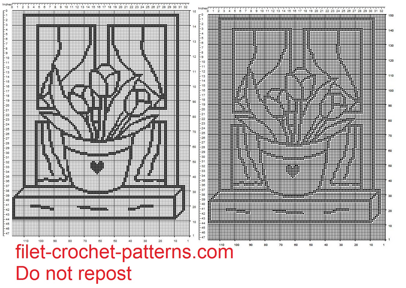 curtain filet crochet pattern vase of tulips on window